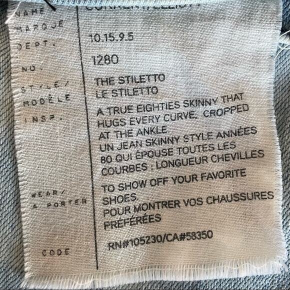 CURRENT ELLIOT THE STILETTO CITY BLEACH DESTROY LIGHT DEMIN SKINNY JEAN SMALL 26 - Picture 8 of 9